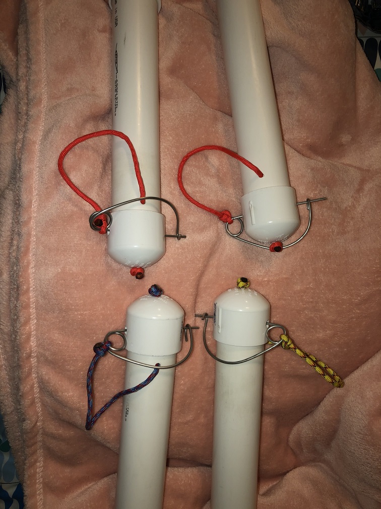 Four Completed PVC Pipe with cap and Cotter Pin