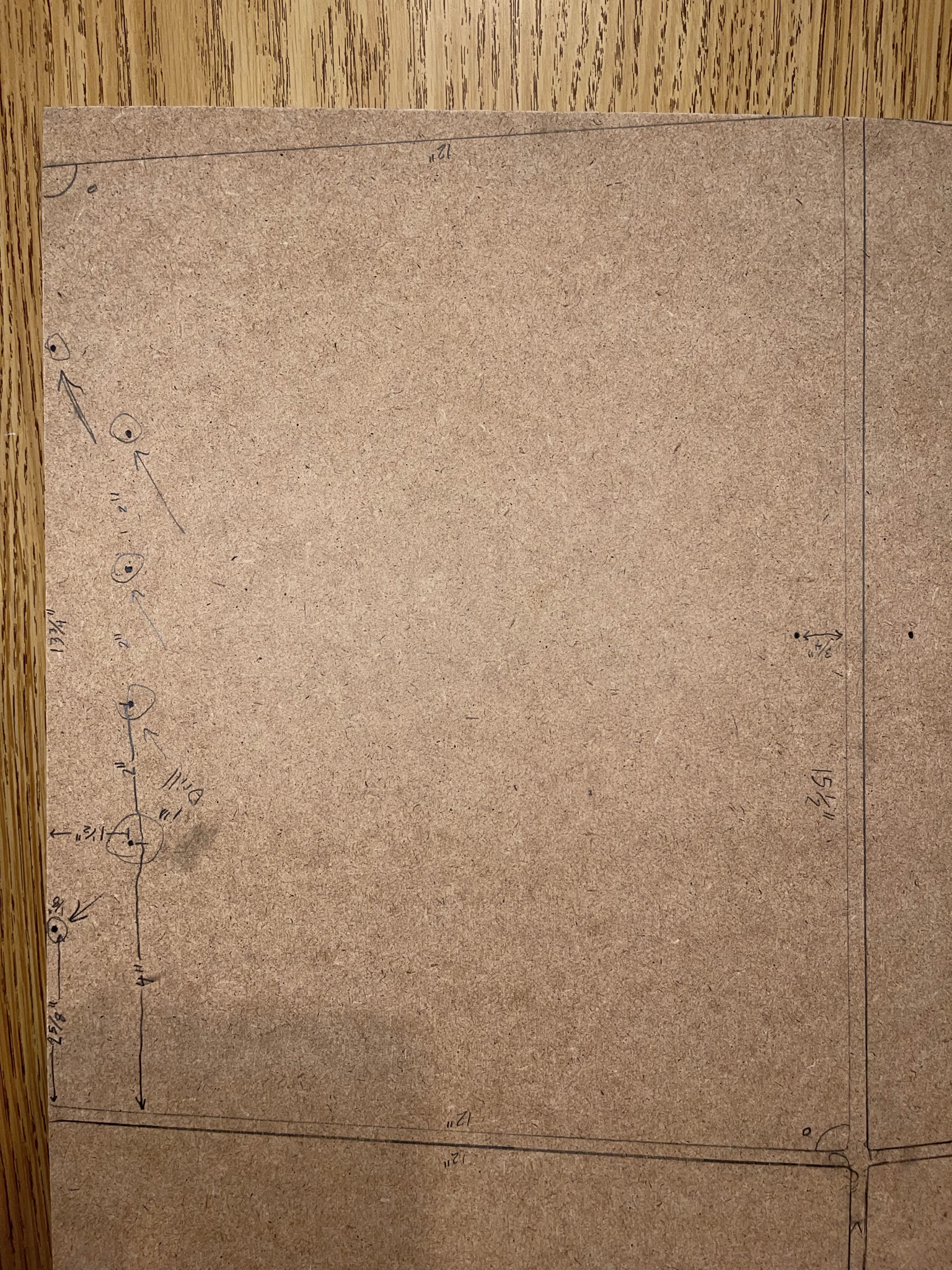 Close up of the Basic outline for the MDF Board Cut Lines